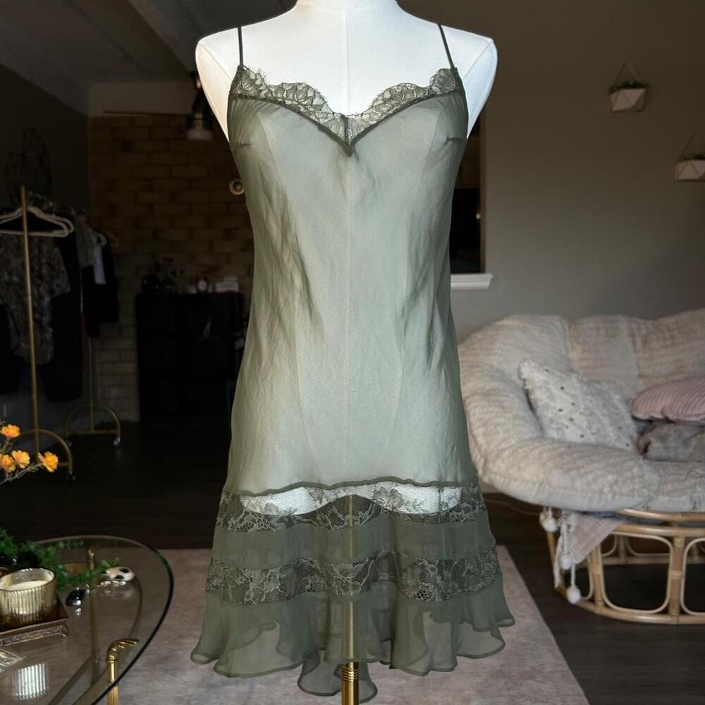 Victorias secret olive green sheer slip dress